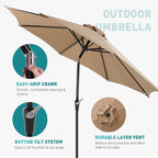 OLIXIS 9ft Patio Umbrella with Tilt and Crank Button & 8 Sturdy Ribs Waterproof - Image 2