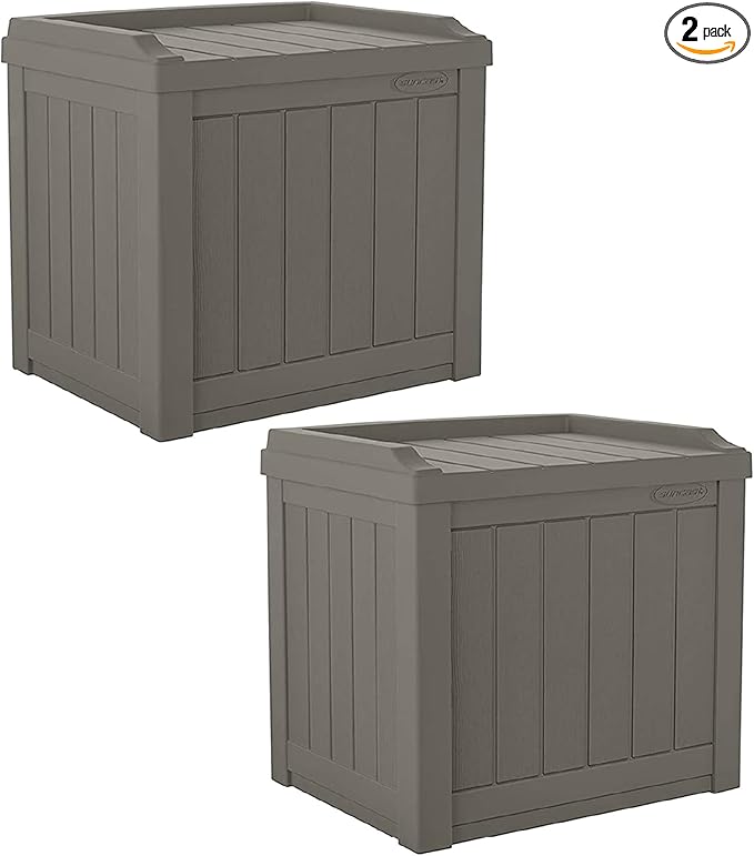 Suncast 2 Pack 22 Gallon Indoor or Outdoor Backyard Patio Small Storage Deck Box by Suncast