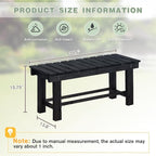 Outdoor Garden Bench, 2-Person Wood Patio Bench Weatherproof Outdoor Backless - Image 2