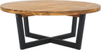 SAFAVIEH Outdoor Collection Leo Natural/Black 4-Leg Round Coffee Table by SAFAVIEH
