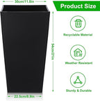 Hushee Set of 4 Tall Outdoor Planters 21 Inch Tall Tapered Square Planter - Image 2