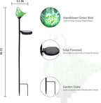 Bshine Solar Garden Decoration Outdoor Green Bird Lights, 2 Pack Hand Blown - Image 2