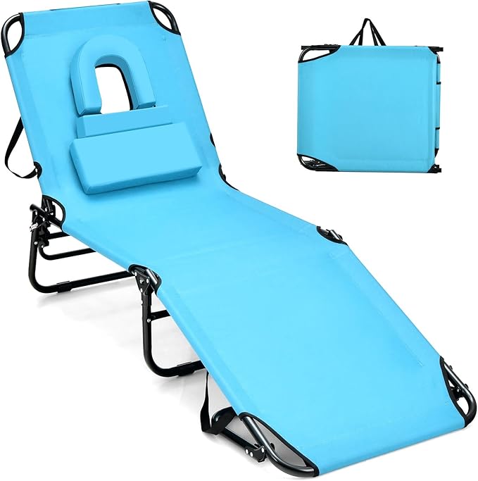 GYMAX Tanning Chair, 350lbs Beach Lounge Chair by GYMAX