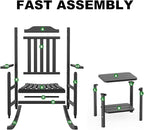 5 Piece Outdoor Rocking Bistro Set, Rocking Chairs Outdoor Furniture, Resin - Image 8