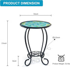 LIFFY Mosaic Outdoor Side Table, Mosaic Plant Stand, End Table W/Storage Shelf - Image 3