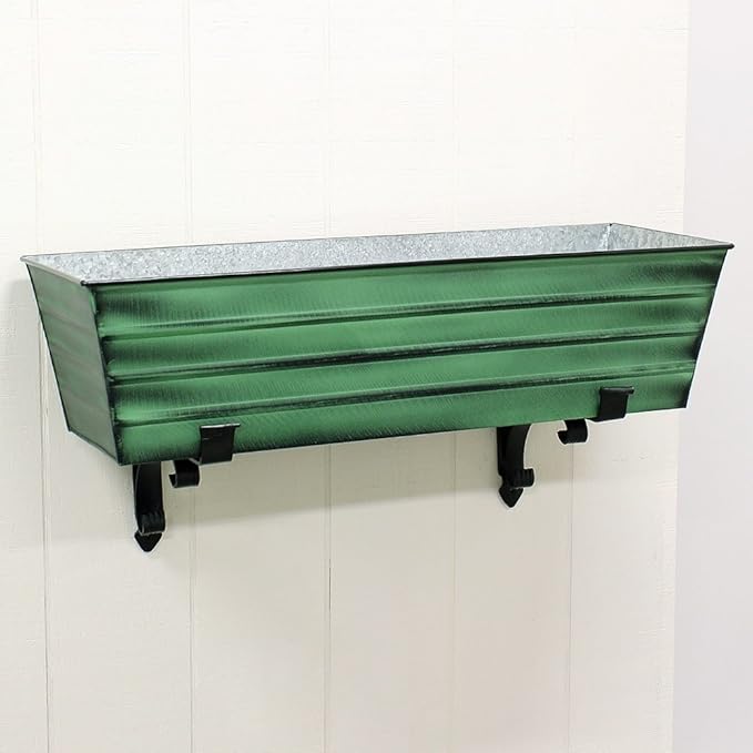 Achla Designs Galvanized Window Flower Box Planter-Green-Large - Image 4