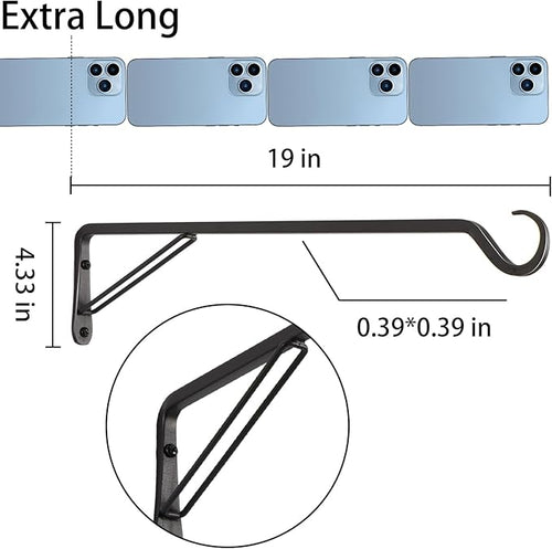 2 Pack Extra Long 19 Inch Heavy-Duty Rust-Resistant Solid Steel Plant Hangers - Image 2
