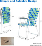 VINGLI Patio Lawn Webbed Folding Chairs Set of 2, Outdoor Beach Portable Lawn - Image 6