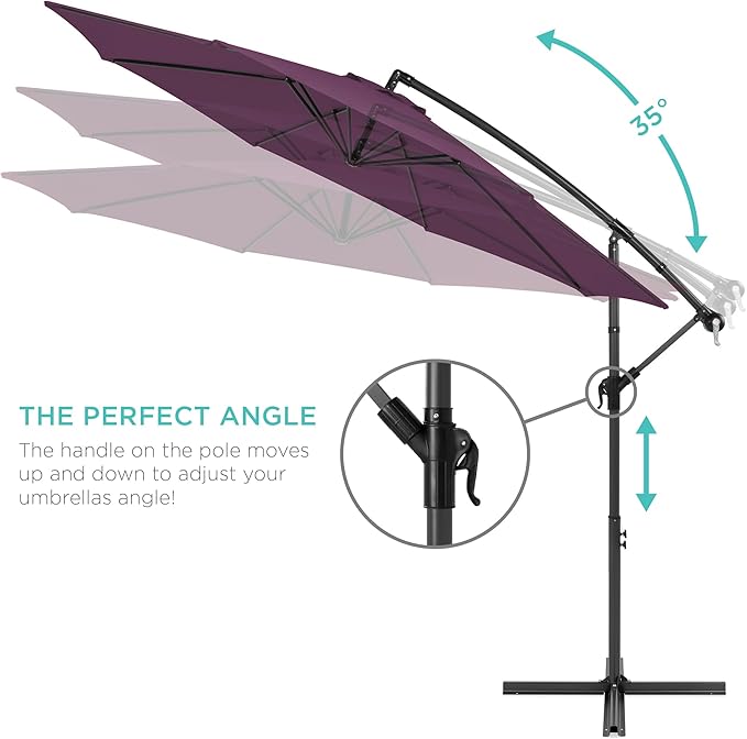Best Choice Products 10ft Offset Cantilever Hanging Market Patio Umbrella - Image 4