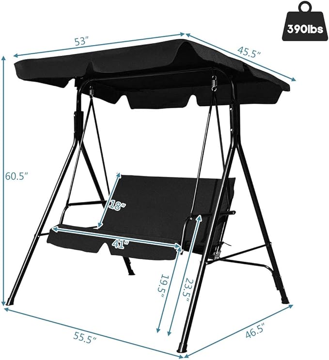 Tangkula 2 Person Porch Swing, Outdoor Swing - Image 4