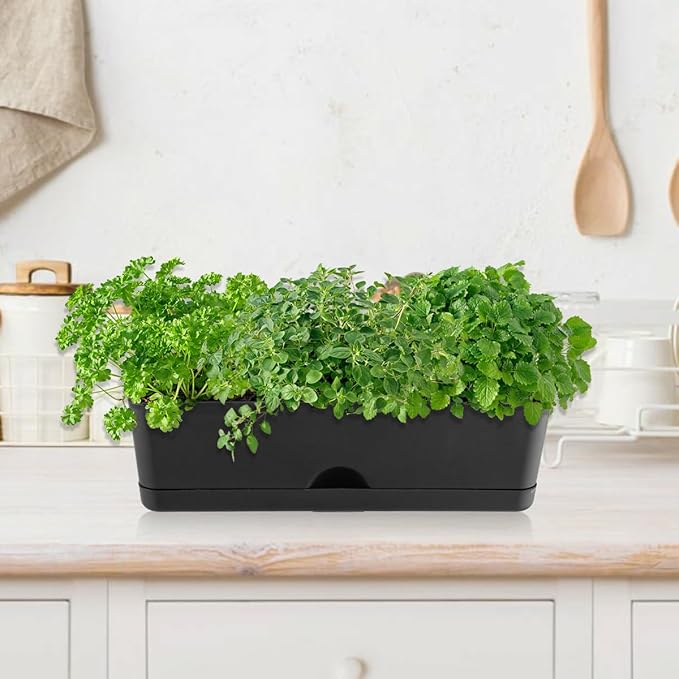 6 Pack Rectangle Planter 16x4.4 Inch Window Boxes Planters Rectangular Large - Image 2
