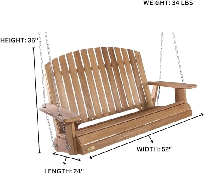 All Things Cedar PS50-SW10 Adirondack 4-ft Cedar Swing - Image 8