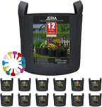 JERIA 12-Pack 3 Gallon Grow Bags, 300G Thickened Nonwoven Garden Pots, Heavy by JERIA