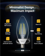Sunco 6 Pack Dusk to Dawn LED Outdoor Light Bulb B11, Edison Filament - Image 3