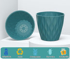 6 Pack 7 Inch Plant Pots with Drainage and Saucers, Stackable Nursery Planters - Image 3