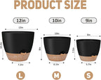 12" 10" 9" Large Self Watering Plant Pots, 3 Pack Flower Pots Planters - Image 2