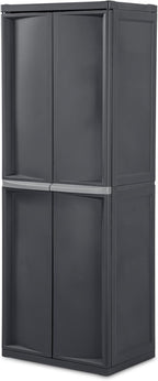 Sterilite 2-Pack 4 Shelf Cabinet, Lockable Utility Storage w/Adjustable Shelves by Sterilite