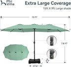 PHI VILLA 15ft Large Patio Umbrellas - Image 6