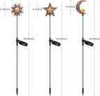 Solar Garden Stake Lights, Moon Sun Star Yard Decorations Outdoor 3 Pack Solar - Image 8