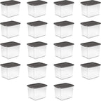 Sterilite 18-Pack Plastic Storage Bins w/ Lids, Shelf Totes Clear Containers by Sterilite