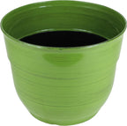 Garden Elements Indoor/Outdoor Glazed Brushed Happy Plastic Planter, Dark Green - Image 4