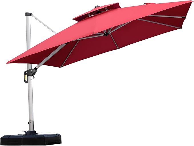 PURPLE LEAF Patio Umbrella 10ft Outdoor Square Umbrella Large Cantilever by PURPLELEAF