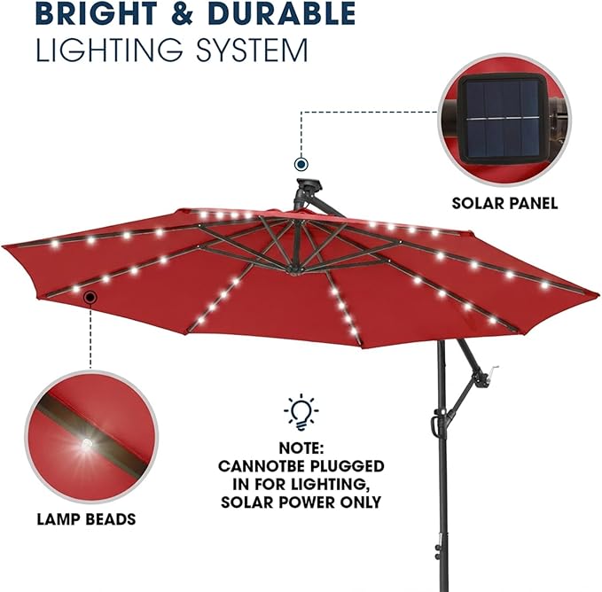 wikiwiki 10ft Solar LED Patio Umbrella - Image 3