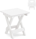 LUE BONA Small Outdoor Folding Side Table, HDPS Outside End Table by LUEBONA