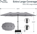 PHI VILLA 15ft Large Patio Umbrellas - Image 6
