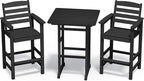 SERWALL Balcony Adirondack Chairs and Table 3 Pieces Set, Adirondack Bar Height by SERWALL