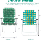 VINGLI Patio Lawn Webbed Folding Chairs Set of 4, Outdoor Beach Chair Portable - Image 3