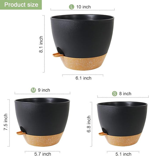 10/9/8 inch Medium Self Watering Pots, Plant Pots - Image 2