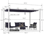 PURPLE LEAF 10' x 13' Patio Retractable Pergola Outdoor White Heavy-Duty - Image 7
