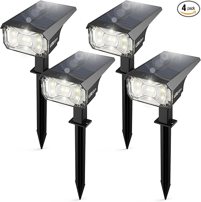Solar Spot Lights Outdoor, IP65 Waterproof 40 LEDs Landscape Spotlights by LEREKAM