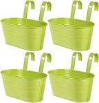 OBTANIM 4 Pack Metal Hanging Flower Pots Iron Railing Planter Outdoor Fence by OBTANIM
