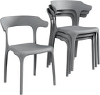 VECELO 4 Pack Plastic Stacking Chairs, Stackable Dining Chairs - Image 9