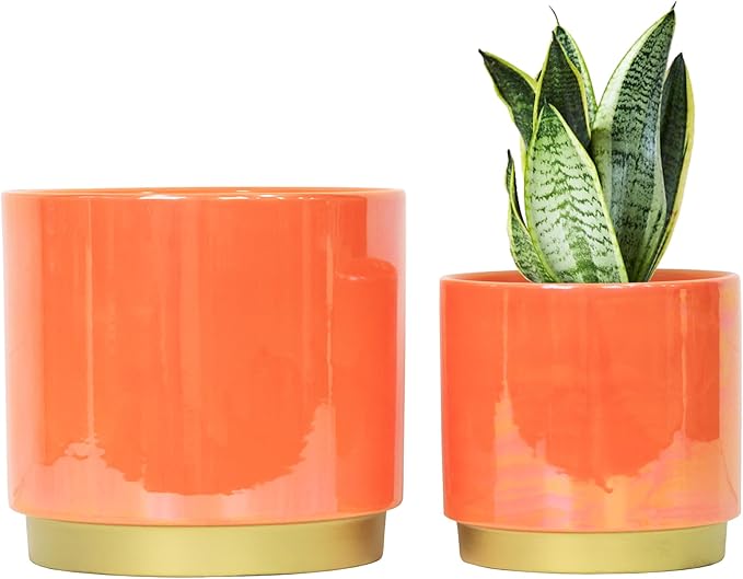 Gepege Peach Indoor Plant Pots for Plants, Ceramic Planter by Gepege