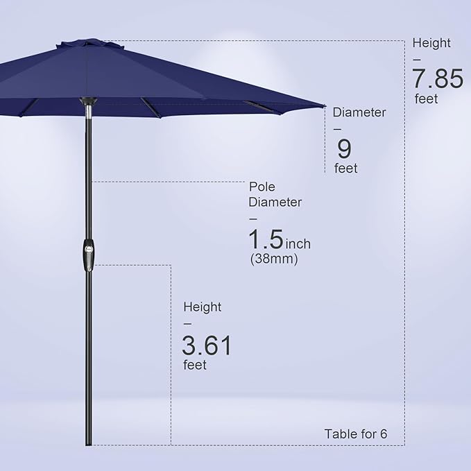 Tempera Patio Market Outdoor Table Umbrella - Image 8