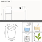 Lechuza MINI-DELTINI Shiny Taupe High Gloss, Self-Watering Small Indoor Planter - Image 7
