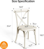 VINGLI Plastic Outdoor Dining Chairs Set of 6, Stackable Patio Cream White - Image 3