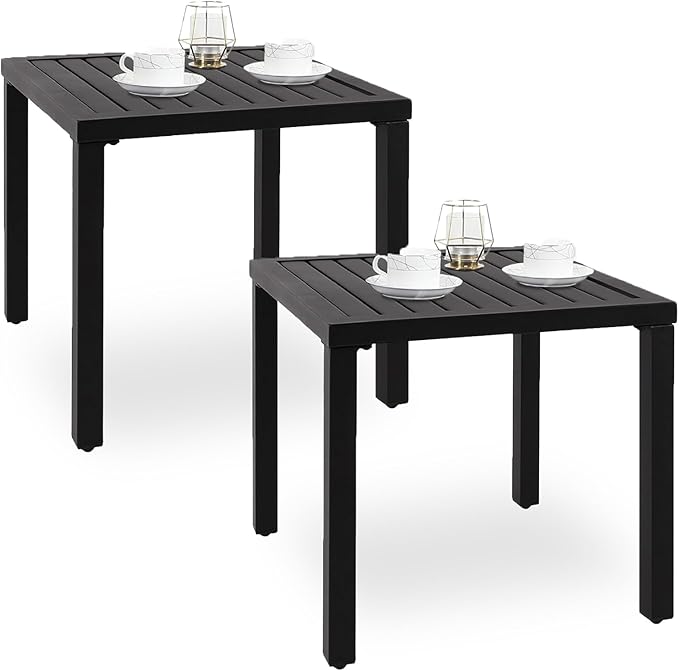 PHI VILLA Outdoor Patio Side Table Set of 2, Outside Coffee Bistro Table by PHIVILLAThepioneerofcomfortablehouseholdsupplies