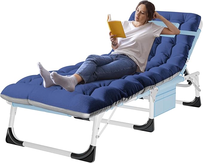 ABORON Heavy Duty Tanning Chair, Outdoor 5-Position Folding Chaise Lounge Chair by ABORON