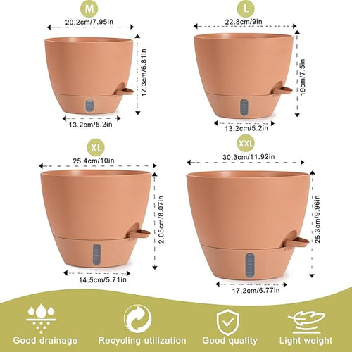 4 Pack Plant Pots, 12/10/9/8/ Inch Self Watering Pots - Image 2