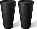 Kante 29 Inch Tall Planter Set of 2, Round Spiral Textured Flower Pots by Kante