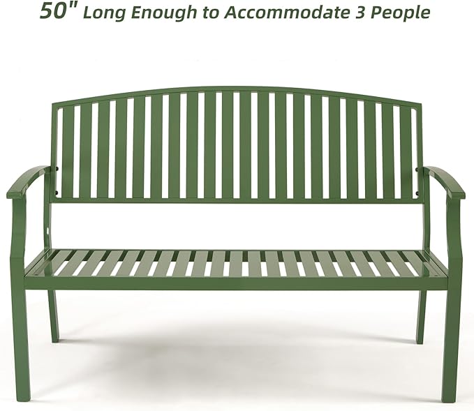 Outdoor Bench Weatherproof Aluminum Patio Garden Bench, Patio Loveseat - Image 5