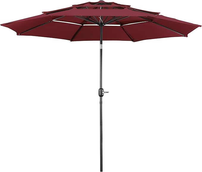 Yaheetech 3 Tier Patio Umbrella 10ft Vented Outdoor Large Market Table Umbrella by Yaheetech