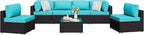 Shintenchi 7 Pieces Outdoor Patio Sectional Sofa Couch, PE Wicker Furniture by Shintenchi