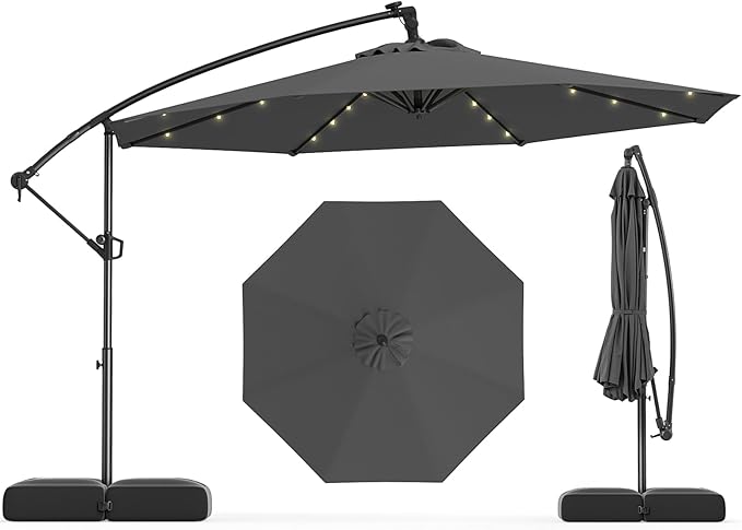 Tangkula 10ft Solar LED Patio Umbrella by TANGKULA