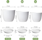 12/10/9 inch Large Plant Pots, 3 Pack Modern Decorative Plastic Planters - Image 3
