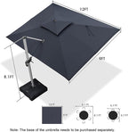 PURPLE LEAF 9' X 12' Patio Umbrella Outdoor Rectangle Umbrella Large Cantilever - Image 8